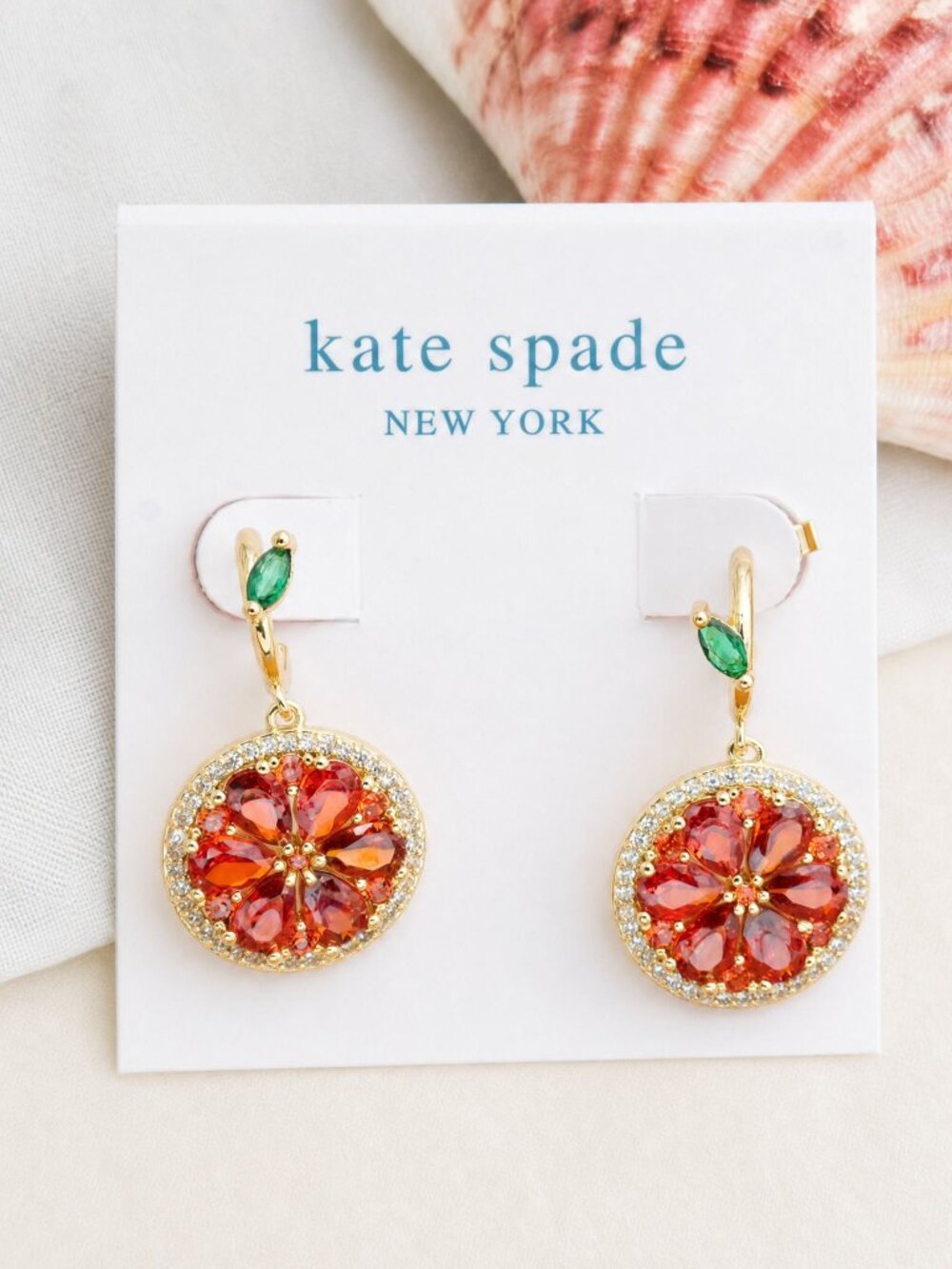 Kate Spade Sweet Citrus Orange Huggie Earrings